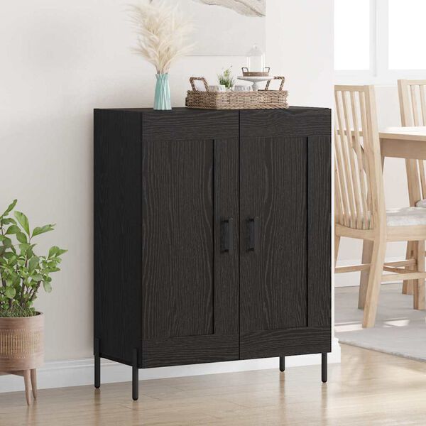 vidaXL Sideboard Black Oak 69.5 x 34 x 90 cm Engineered Wood and Iron