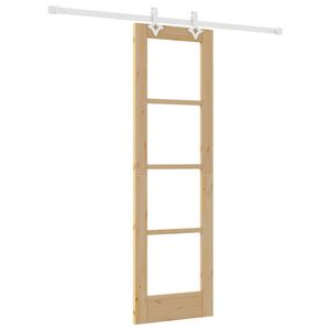 vidaXL Sliding Door 61 x 198.5 cm Solid Pine Wood and Glass Natural