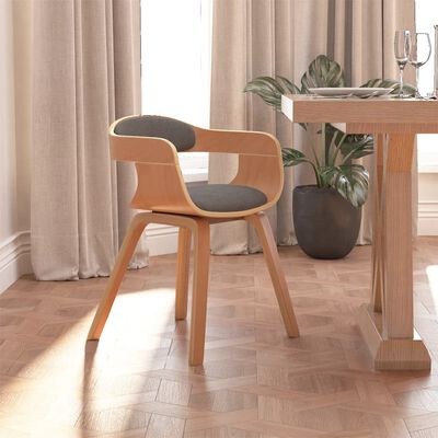 vidaXL Dining Chair Light Grey Bentwood and Fabric