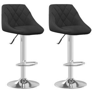 vidaXL Bar Stool | Set of 2 | Black | Velvet, Chromed Steel | Standard