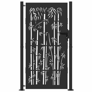 vidaXL Garden Gate with Lock Black 110 x 180 cm Powder-Coated Steel