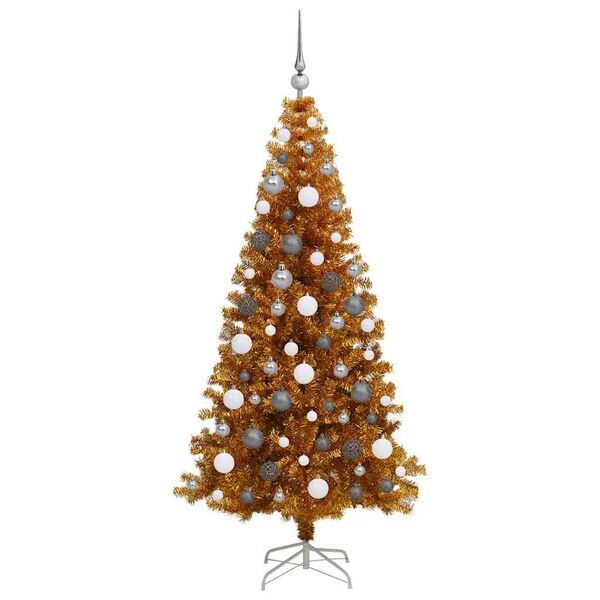 vidaXL Christmas Tree with 300 LEDs with Stand Gold 180 cm PET