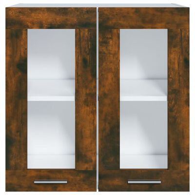 vidaXL Hanging Glass Cabinet Smoked Oak 60x31x60 cm Engineered Wood