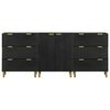 vidaXL 3 Piece Sideboards Black Engineered Wood