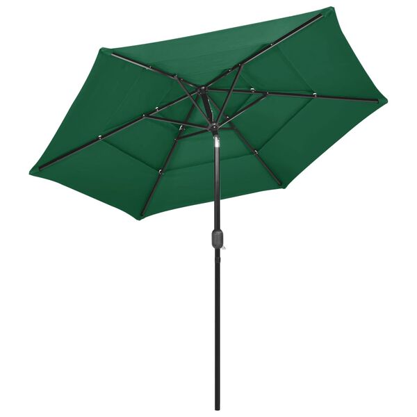 vidaXL 3-Tier Garden Parasol with Aluminium Pole Green 2.5 m