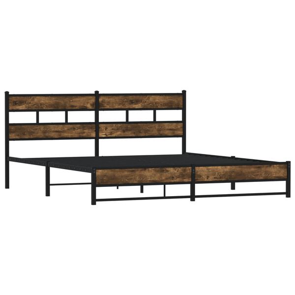 vidaXL Metal Bed Frame without Mattress Smoked Oak 180x200 cm Super King
