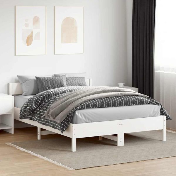 vidaXL Bed Frame without Mattress White 160x200 cm Solid Wood Pine