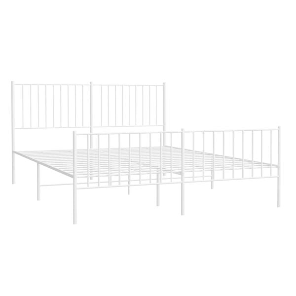 vidaXL Metal Bed Frame without Mattress with Footboard White 160x200cm