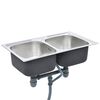 vidaXL Kitchen Sink Double Basin with Strainer & Trap Stainless Steel