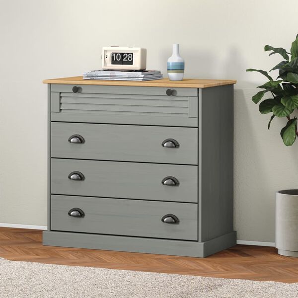 vidaXL Chest of Drawers VIGO Grey 80x40x76 cm Solid Wood Pine