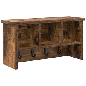 vidaXL Wall-Mounted Coat Rack with Shelf Smoked Oak 50 x 16 x 26 cm