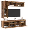 vidaXL TV Cabinet with LED Wall-mounted 7 pcs Old Wood Engineered Wood