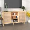 vidaXL Sideboard Brown 105x30x60 cm Solid Wood Pine and Natural Rattan