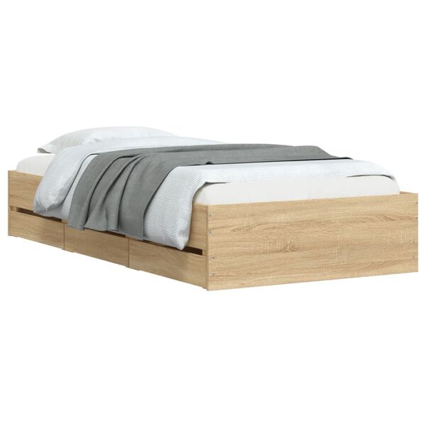 vidaXL Bed Frame with Drawers without Mattress Sonoma Oak 90x200 cm