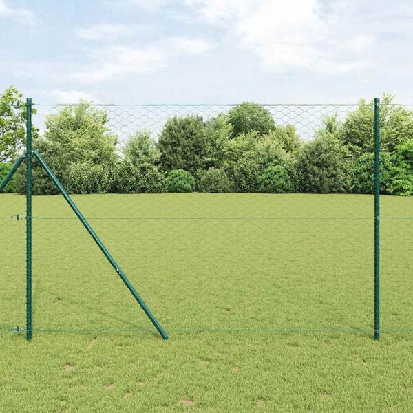 vidaXL Fence Post Green 50 x 1.6 m (50 mm mesh) Steel and PVC