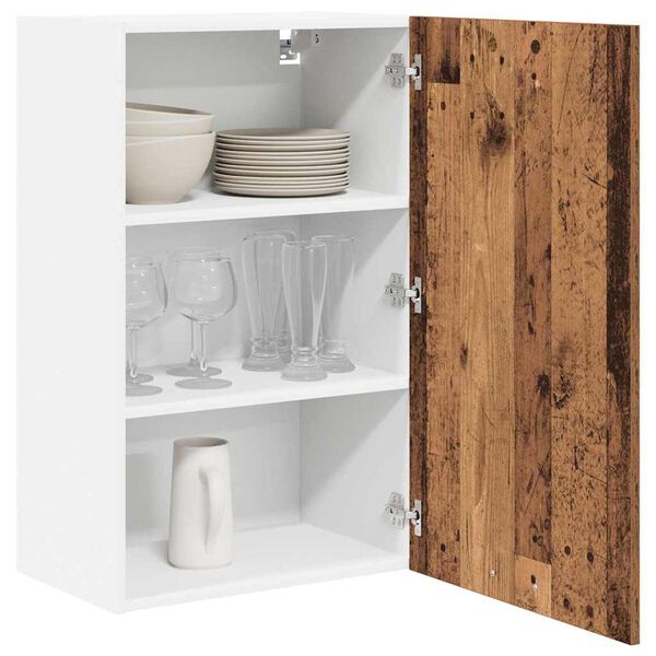 vidaXL Hanging Cabinet with Storage Old Wood and White 50 x 31 x 80 cm