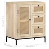vidaXL Sideboard 60x35x70 cm Solid Mango Wood and Natural Cane