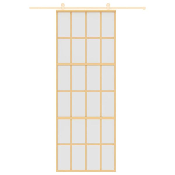 vidaXL Sliding Door Gold 76x205 cm Frosted ESG Glass and Aluminium