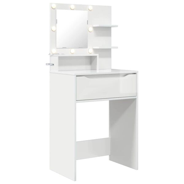 vidaXL Bedroom Dressing Tables High Gloss White 80 x 39.6 x 135 cm