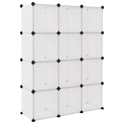 vidaXL Storage Cube Organiser with 12 Cubes Transparent PP