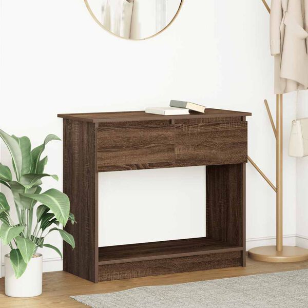 vidaXL Console Table with Drawers Brown Oak 85.5x38.5x74.5 cm
