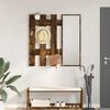 vidaXL Wall-Mounted Coat Rack with Mirror Smoked Oak 100 x 10 x 100 cm