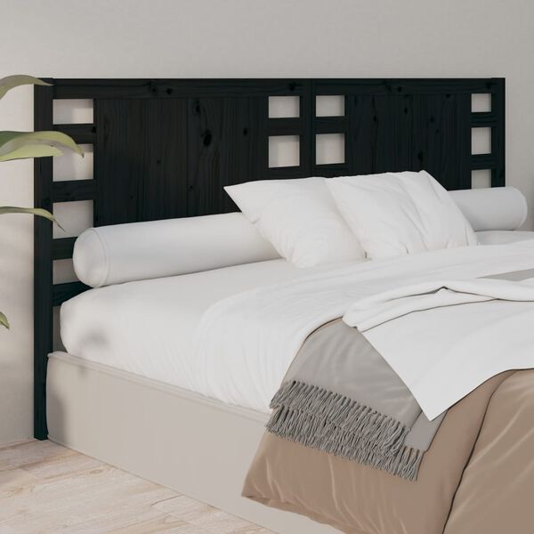 vidaXL Headboard Black 126x4x100 cm Solid Wood Pine