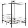 vidaXL Canopy Bed Frame without Mattress Black Metal 140x200 cm
