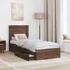vidaXL Storage Bed with Drawer Brown Oak 75 x 190 cm Engineered Wood