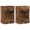 vidaXL Wall Cabinets with LED Lights for TV 2 pcs Smoked Oak 40x30x60,5 cm