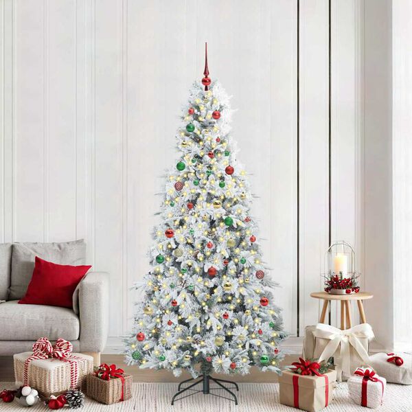 vidaXL Artificial Hinged Christmas Tree White 210 cm PE and PVC
