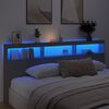 vidaXL Headboard Cabinet with LED Black 220x17x102 cm