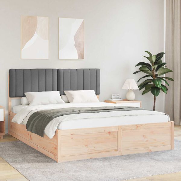 vidaXL Bed Frame with Upholstered Headboard Dark Grey 150 x 200 cm