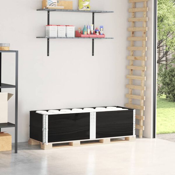 vidaXL Pallet Collars 2 pcs Black 150x50 cm Solid Wood Pine