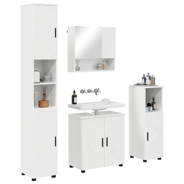 vidaXL Bathroom Furniture Set 4 pcs High gloss white Engineered wood