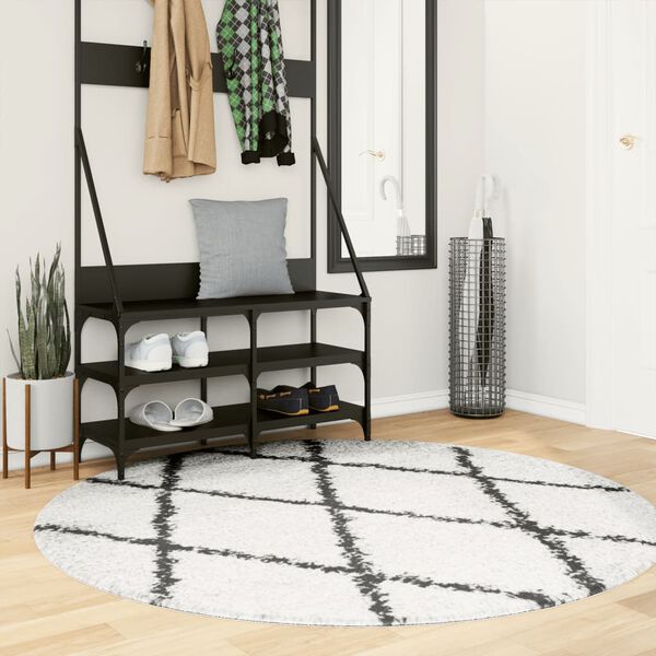 vidaXL Shaggy Rug PAMPLONA High Pile Modern Cream and Black &Oslash; 160 cm