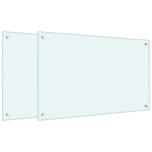 vidaXL Kitchen Backsplashes 2 pcs White 80x50 cm Tempered Glass