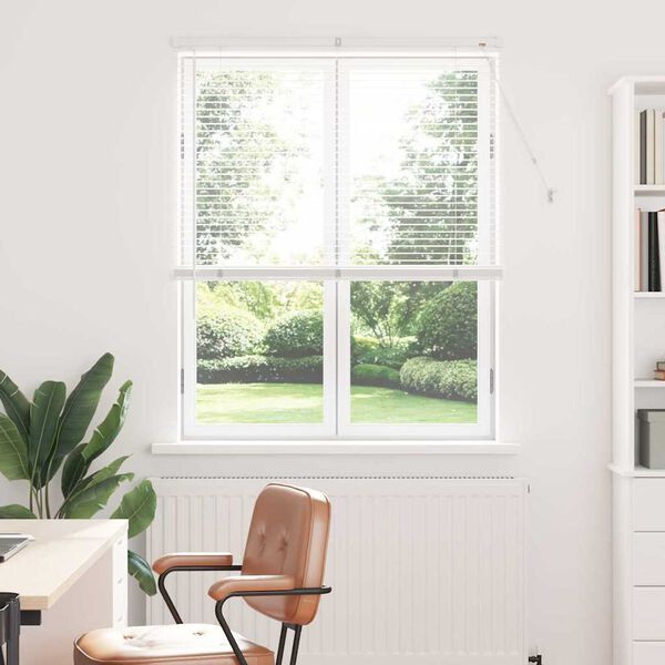 vidaXL Window Blind with Curtains Manual White Aluminium