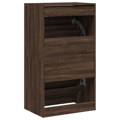 vidaXL Shoe Cabinet with 2 Flip-Drawers Brown Oak 60x42x108 cm