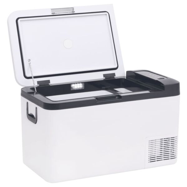 vidaXL Cool Box with Handle and Adapter Black and White 25 L PP & PE