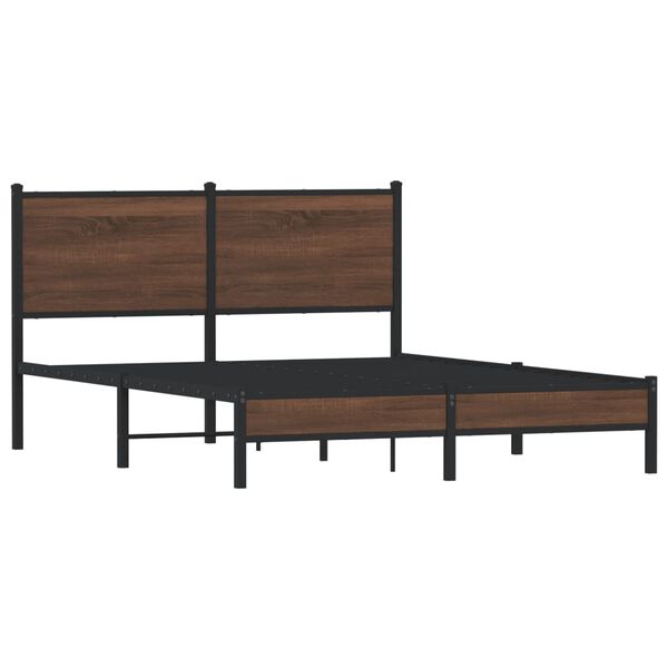 vidaXL Metal Bed Frame without Mattress Brown Oak 137x190 cm
