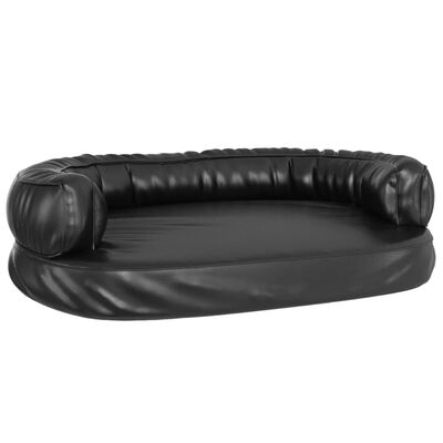 vidaXL Ergonomic Foam Dog Bed Black 75x53 cm Faux Leather