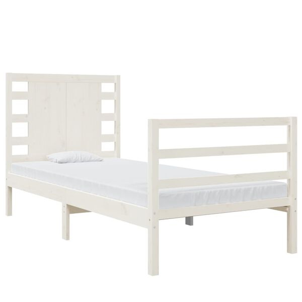 vidaXL Bed Frame without Mattress White 75x190 cm Small Single Solid Wood Pine