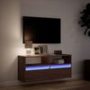 vidaXL TV Wall Cabinet with LED Lights Brown Oak 100x31x45 cm