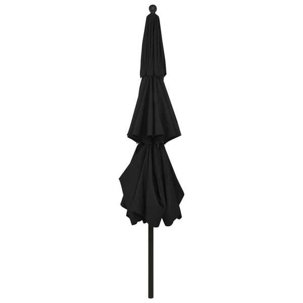 vidaXL 3-Tier Garden Parasol with Aluminium Pole Black 3.5 m