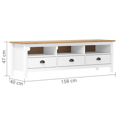 vidaXL TV Cabinet Hill White 158x40x47 cm Solid Pine Wood
