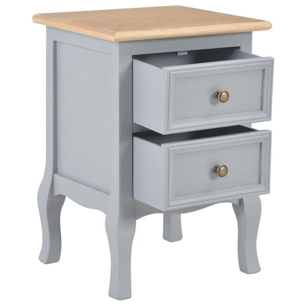 vidaXL Bedside Cabinets 2 pcs Grey 35x30x49 cm MDF