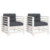 vidaXL Garden Chairs with Cushions 2 pcs White Solid Wood Pine