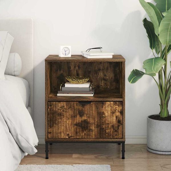 vidaXL Bedside Cabinet Smoked oak 49 x 36 x 61 cm Engineered wood