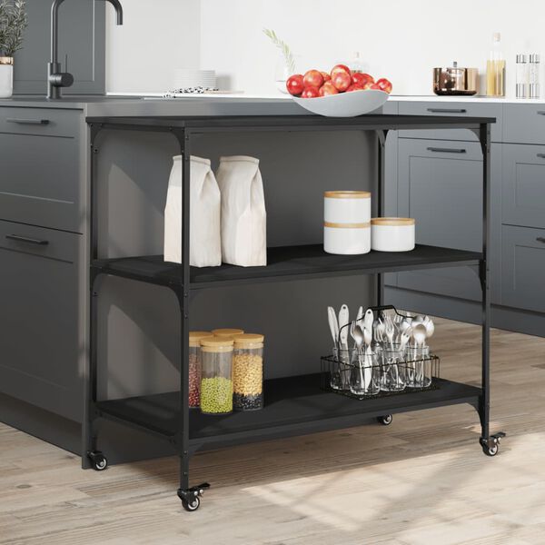vidaXL Kitchen Trolley Black 102x50x95 cm Engineered Wood